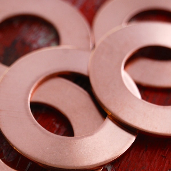 Stamping Blanks Copper Washer Lifesaver 5 - 18 gauge - You choose the size  De-Bured, metal stamping supply