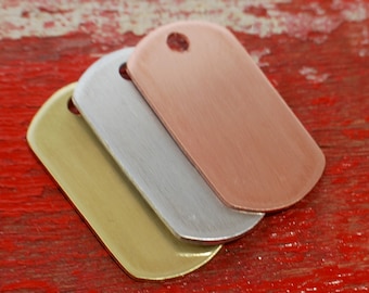 Stamping Blank Medium Dog Tag Qty 3 - Choose your metal  debured, metal stamping supply