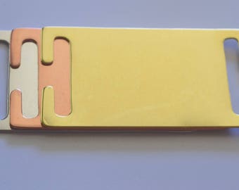 Stamping Blanks - XL Collar Slide or Harness Wrap to fit 1.5 inch wide strap in various metals -  De-Bured, metal stamping supply