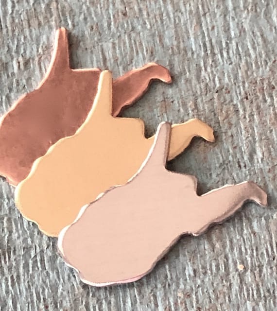 WEST VIRGINIA Outline Large Stamping Blanks Debured Metal