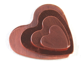 Stamping Blanks - Copper 18 gauge HEART - You choose the size  De-Bured, metal stamping supply