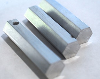 Aluminum HEXAGON BAR 3/8" Stamping Blanks - You choose the length  debured, metal stamping supply