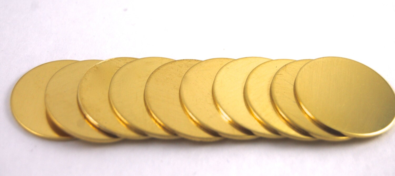 Brass Round Stamping Blanks 18 gauge - You choose the size  debured, metal stamping supply