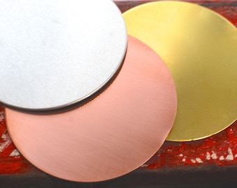 Stamping Blanks DEBURRED 3 inch ORNAMENT or 76mm in copper or aluminum Qty 3, metal stamping supply