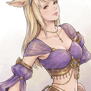 Digital Portrait Illustration – Final Fantasy XIV Character (White Background)