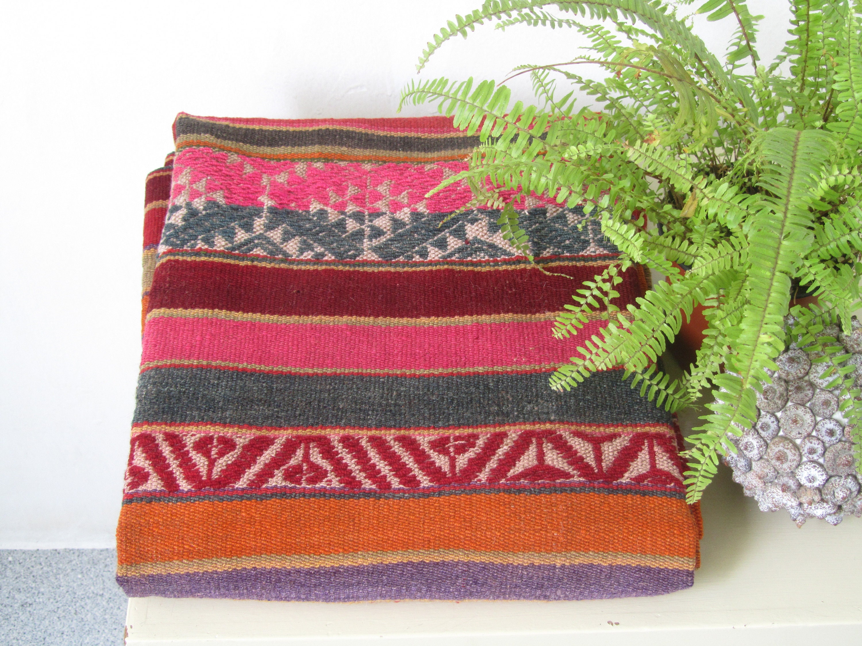 Peruvian rug peruvian blanket colorful rug vintage peruvian Etsy