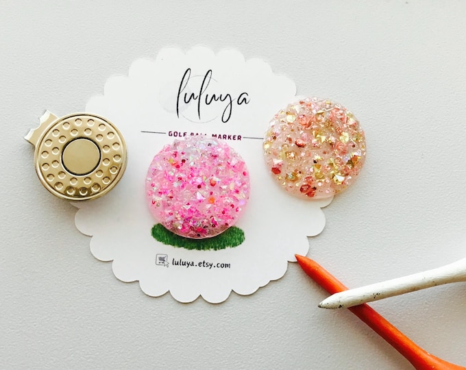 Golf Ball Marker & Hat Clip / Round Bling Charm / Golfer Ladies Women Gift Accessory