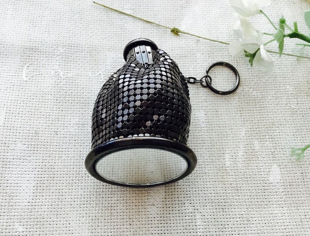 Mesh Keychain Mirrored Pouch | Mesh Gunmetal | Keychain | Coin Purse | Bag Charm ...