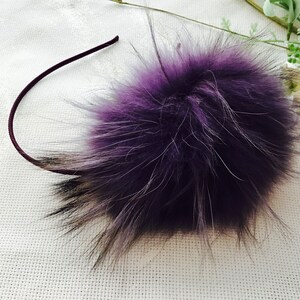 Beautiful Purple Fur Ball Fluffy Headband High Quality Unique Gift