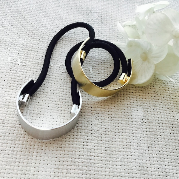 Brushed Gold / Silver  Metal Ponytail Holder Hair Tie / Gift Wedding