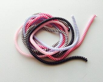Set of 5 Spiral Wrap Cord Protectors Cellphone Tablet Charger Cable Earphone Hearing Aid Cochlear Tube Twist