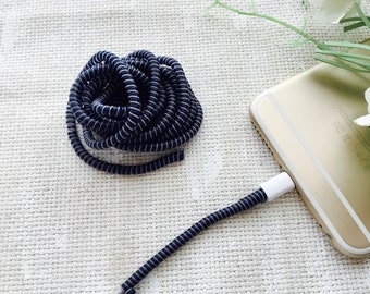 Black Gray Spiral Wrap 3 Color Combination Cord Protectors Cellphone Tablet Charger Cable Earphone Cords  Hearing Aid Tube Twist Accessory