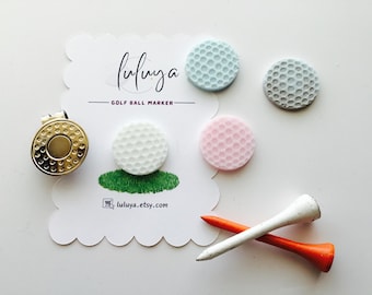 Golf Ball Marker /  Magnetic Hat Clip / Pastel Color  Pink Blue White Gray  Glitter  / Golfer Gift Accessory