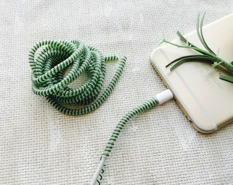 Green Gray White Spiral Wrap 3 Color Cord Protectors Cellphone Tablet Charger Cable Earphone Cords  Hearing Aid Tube Twist Accessory
