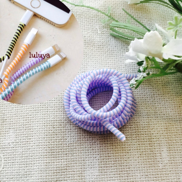 Blue Pink White Spiral Wrap 3 Color Combination Cord Protectors Cellphone Tablet Charger Cable Earphone Cords