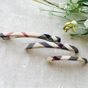 Classy Check Plaid Hair Clip French Barrette Beige Navy Red / Mom Gift / Minimalist / Mother&#39;s Day
