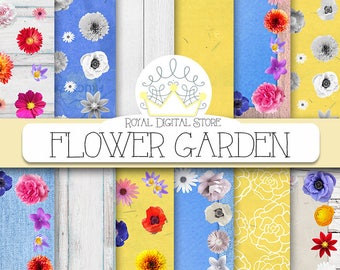 flower digital paper lavender garden with purple etsy paper flower garden