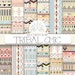 Tribal digital paper: 'TRIBAL CHIC' with tribal, aztec pattern, backgrounds in brown, yellow, mint, soft pink for scrapbooking, invitations