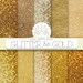 Gold digital paper: 'GLITTER AND GOLD' with gold glitter background, gold glitter texture, gold background, gold texture for invitations