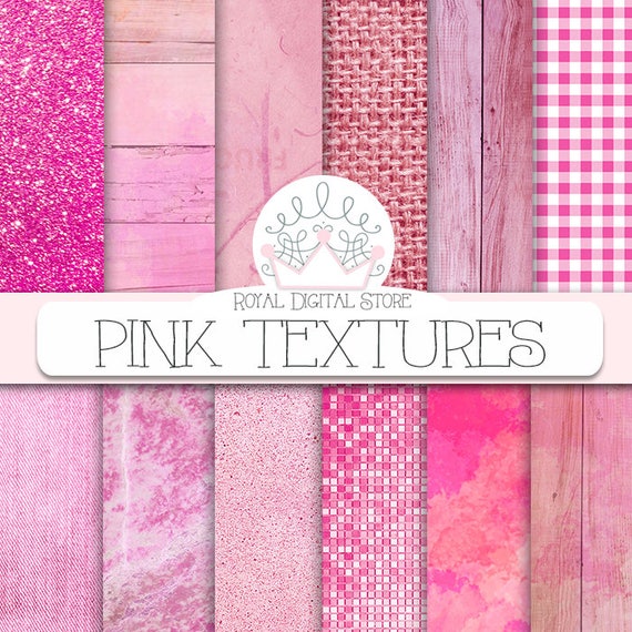 Pink Digital Paper: pink Textures With Pink Background, Pink Scrapbook Paper,  Pink Printable, Pink Glitter, Pink Wood for Planners, Cards 