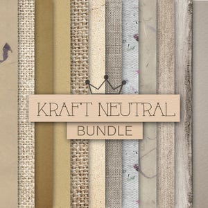 Kraft neutral Digital Paper: " KRAFT NEUTRAL" (12"x 12") with kraft background, texture, old paper, burlap, wood, linen in brown, neutral