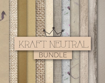 Kraft neutral Digital Paper: " KRAFT NEUTRAL" (12"x 12") with kraft background, texture, old paper, burlap, wood, linen in brown, neutral