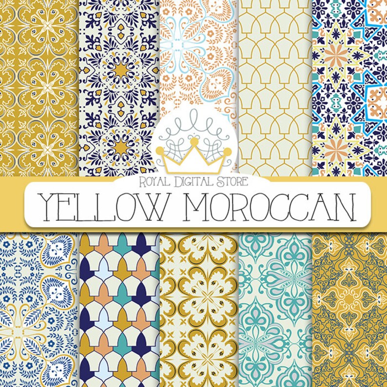 Moroccan Digital Paper YELLOW Moroccan With Yellow Moroccan Pattern
