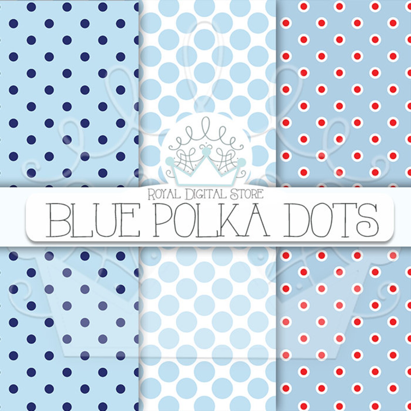 Blue Polka Dots Digital Paper blue POLKA Dots With Polka Dots