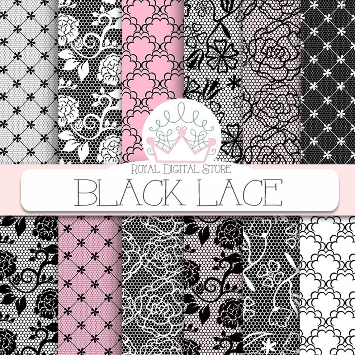 Black Lace Digital Paper Black Lace Digital Paper With Black Lace