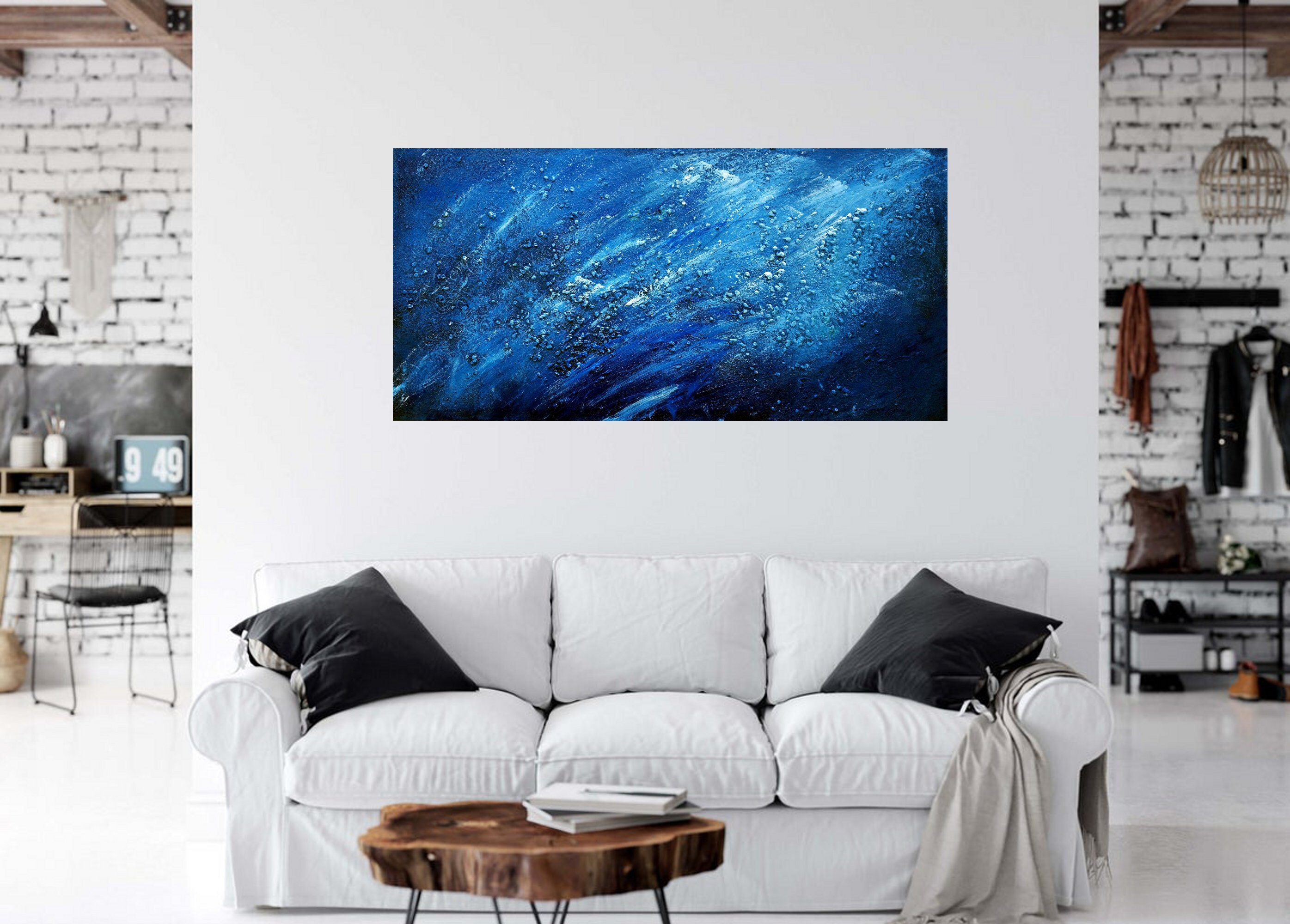 Blue Abstract Large Painting Minimalist Extra Large Canvas Art - Etsy