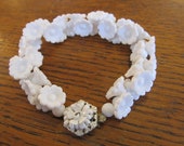Miriam Haskell White Floral Bracelet Signed