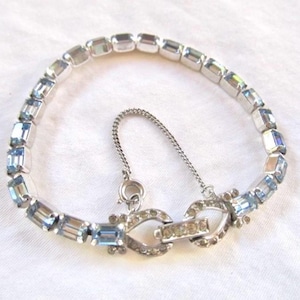 Joseph Mazer Blue Rhinestone Tennis Bracelet Signed Jomaz