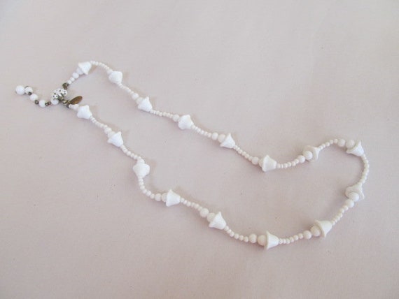 Miriam Haskell Necklace White Beads Long Signed - image 1