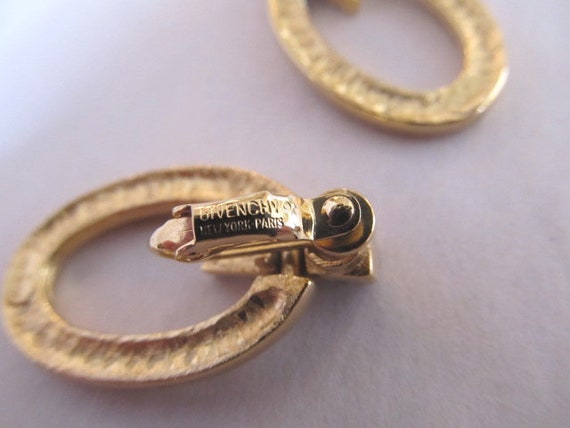 Givenchy Rhinestone Earrings Doorknocker Oval Hoo… - image 6
