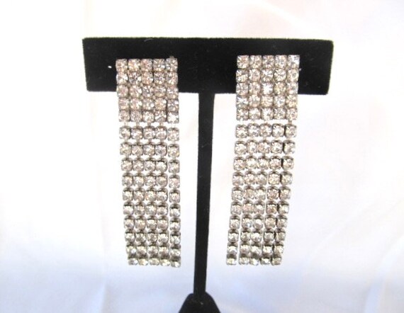 Dramatic Rhinestone Earrings Dangling Clips - image 2