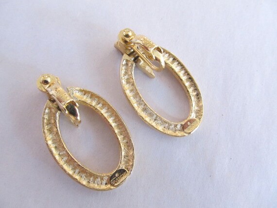 Givenchy Rhinestone Earrings Doorknocker Oval Hoo… - image 4