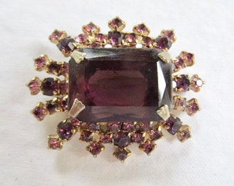 Purple Rhinestone Brooch Pin