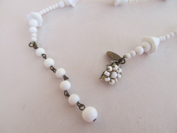 Miriam Haskell Necklace White Beads Long Signed - image 8