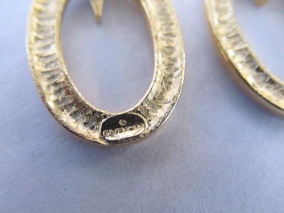 Givenchy Rhinestone Earrings Doorknocker Oval Hoo… - image 5