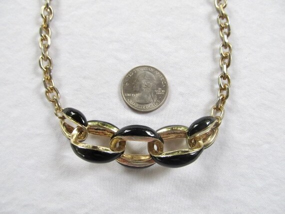 Anne Klein Chain Necklace with Black Enamel & Gol… - image 7