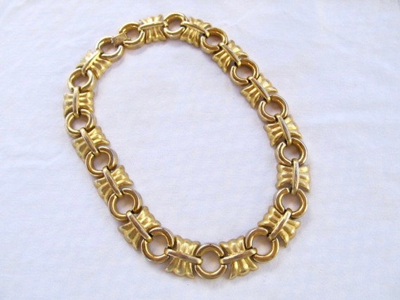 Heavy Chain Necklace Vintage Gold Plate - image 3