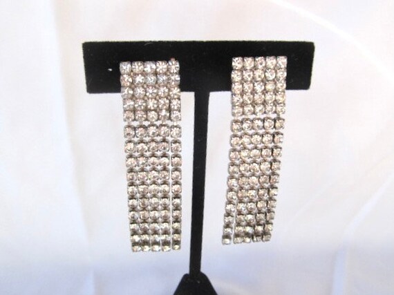 Dramatic Rhinestone Earrings Dangling Clips - image 3