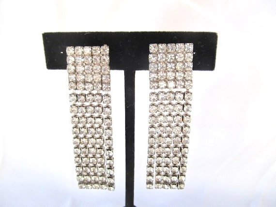 Dramatic Rhinestone Earrings Dangling Clips - image 1