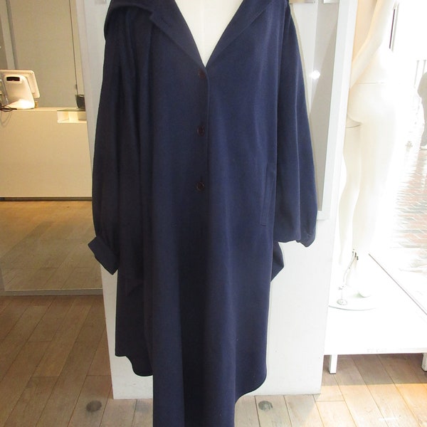Agnona Damen KASCHMIR PONCHO Cape 100% Cashmere Mantel mit Kapuze + Taschen blau