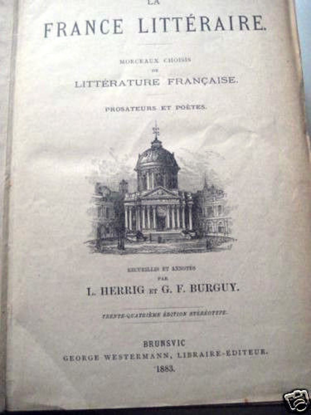 Herrig, L. /. G. F. Burguy LA FRANCE LITTERAIRE 1883 Franz. 40.000 ...
