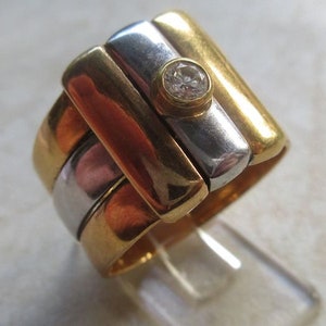 Tricolor Ring Gold Brilli 750ct Manfredi ungetragen aus Geschäftsauflösung Ringgröße 51/52 Brilli ca. 0,10ct Gewicht ca. 8,4 gr
