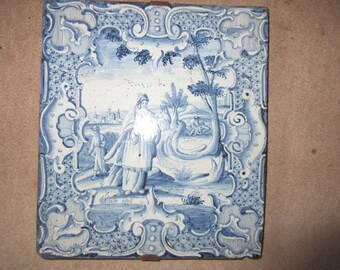 antike große seltene Kachel Delft ca. 17/18.Jhdt. Holland Tegel Delfter Fliese ca. 29*26cm