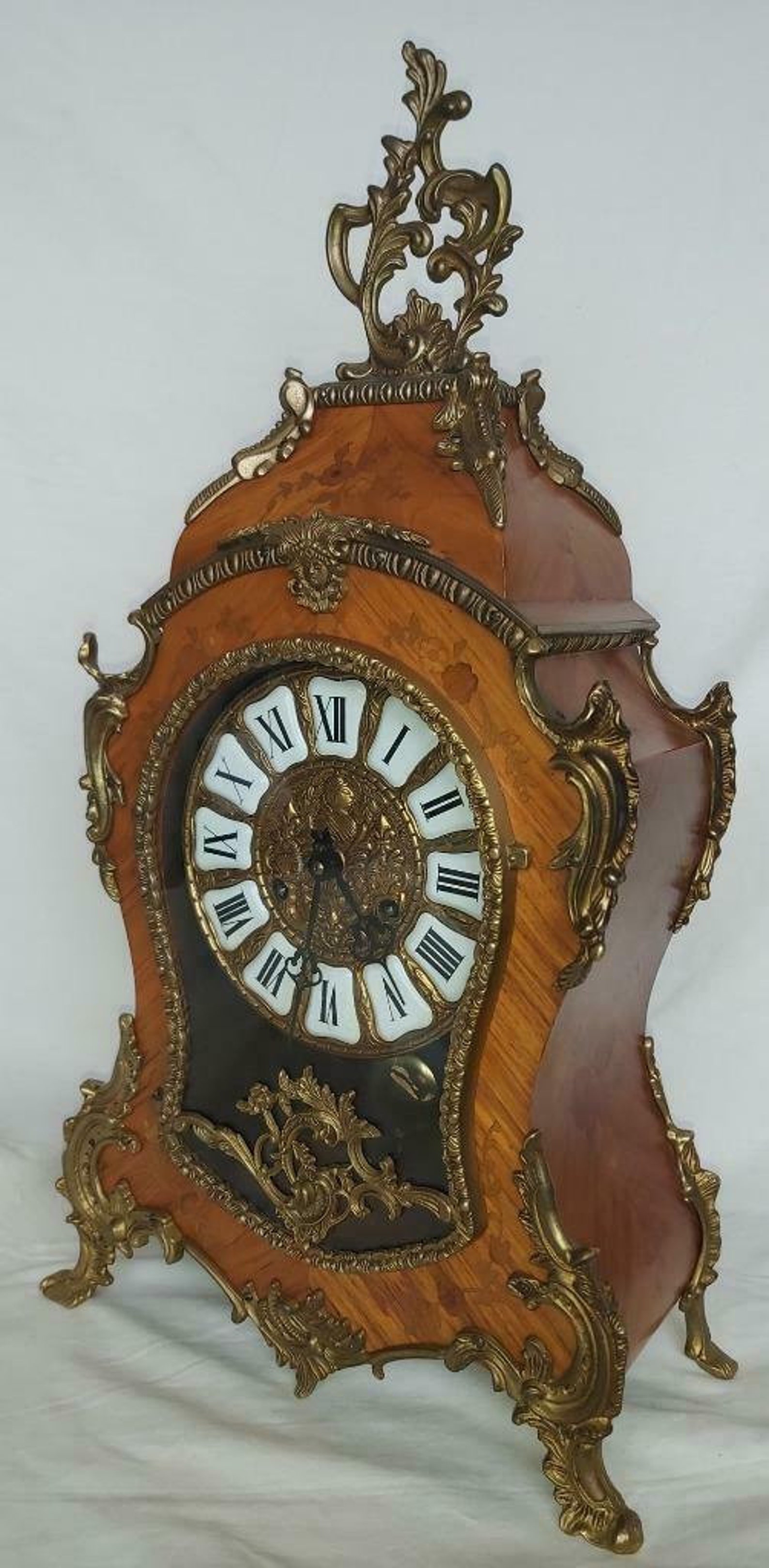 Vintage inlaid Boulle style Clock german FHS Franz Hermle Etsy