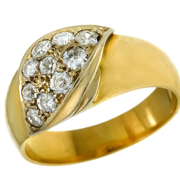 aparter antiker Diamant Ring GG/WG 585 10 Altschliff-Diamanten c 0,84ct ca. 1900