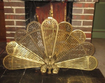 Kaminschutz Ofenschutz Kamingitter Funkenschutz Gitter Kamin Kaminfächer peackock fireplace screen